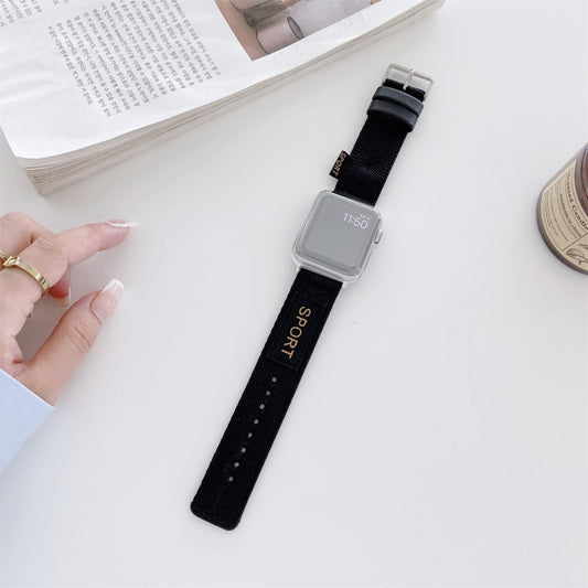 Nylon Watch Band For Apple Watch Series 9&8&7 41mm / SE 3&SE 2&6&SE&5&4 40mm / 3&2&1 38mm(Black) by bashfashion