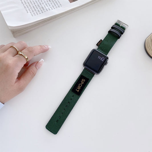 Nylon Watch Band For Apple Watch Series 9&8&7 41mm / SE 3&SE 2&6&SE&5&4 40mm / 3&2&1 38mm(Dark Green) by bashfashion
