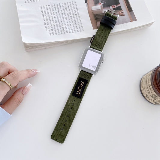 Nylon Watch Band For Apple Watch Series 9&8&7 41mm / SE 3&SE 2&6&SE&5&4 40mm / 3&2&1 38mm(Army Green) by bashfashion