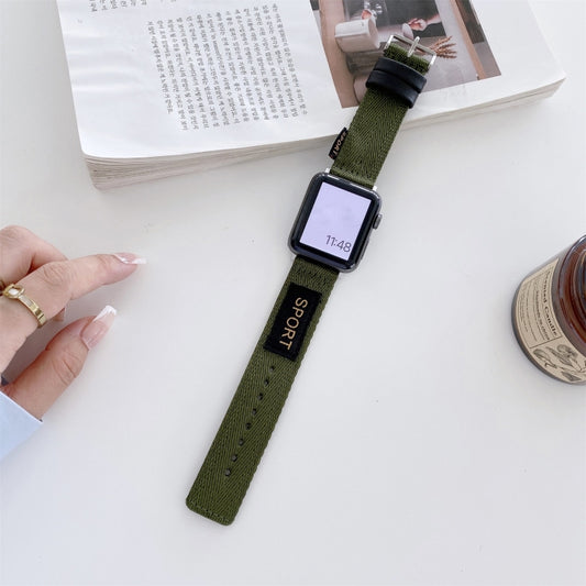 Nylon Watch Band For Apple Watch Series 9&8&7 41mm / SE 3&SE 2&6&SE&5&4 40mm / 3&2&1 38mm(Army Green) by bashfashion