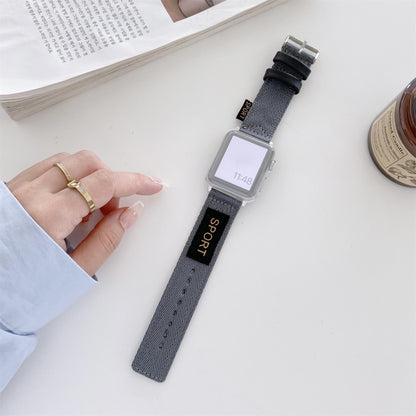 Nylon Watch Band For Apple Watch Series 9&8&7 41mm / SE 3&SE 2&6&SE&5&4 40mm / 3&2&1 38mm(Grey) by bashfashion
