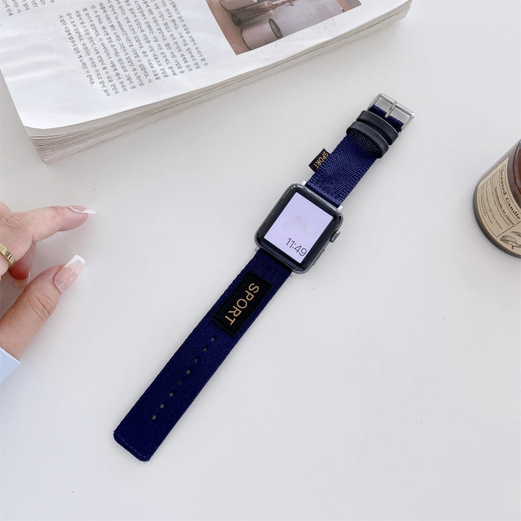 Nylon Watch Band For Apple Watch Series 9&8&7 41mm / SE 3&SE 2&6&SE&5&4 40mm / 3&2&1 38mm(Blue) by bashfashion