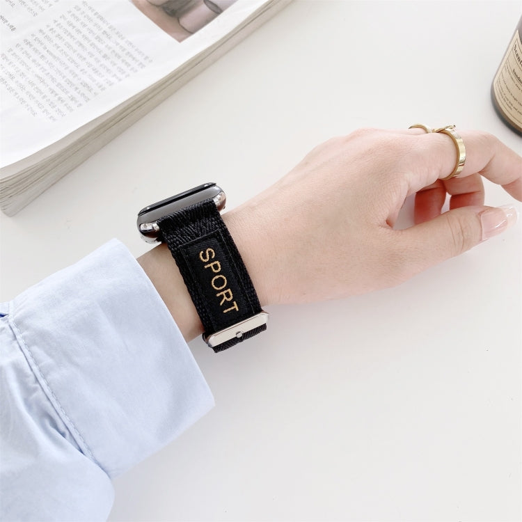 Nylon Watch Band For Apple Watch Series 9&8&7 41mm / SE 3&SE 2&6&SE&5&4 40mm / 3&2&1 38mm(Black) by bashfashion
