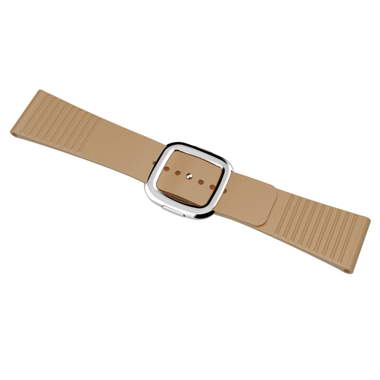 Modern Style Silicone Watch Band For Apple Watch Series 9&8&7 41mm / SE 3&SE 2&6&SE&5&4 40mm / 3&2&1 38mm, Style:Silver Buckle(Walnut) by bashfashion