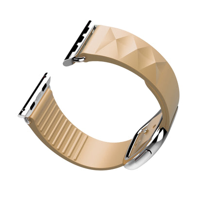 Modern Style Silicone Watch Band For Apple Watch Series 9&8&7 41mm / SE 3&SE 2&6&SE&5&4 40mm / 3&2&1 38mm, Style:Silver Buckle(Walnut) by bashfashion