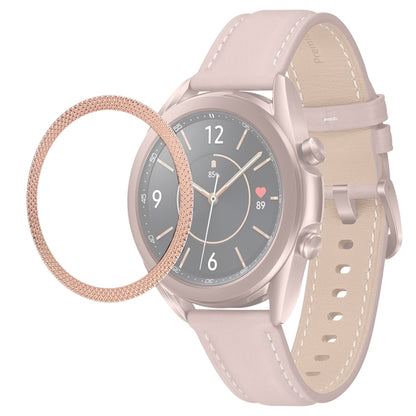 For Samsung Galaxy Watch 3 41mm Smart Watch Rhombus Texture Bezel Ring(Rose Gold) by ENKAY