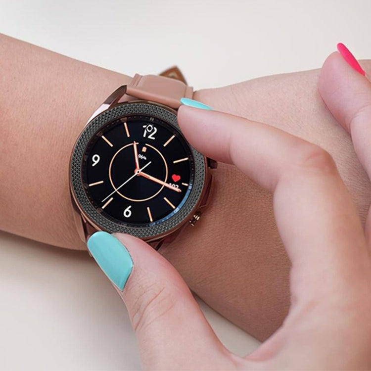 For Samsung Galaxy Watch 3 41mm Smart Watch Rhombus Texture Bezel Ring(Rose Gold) by ENKAY