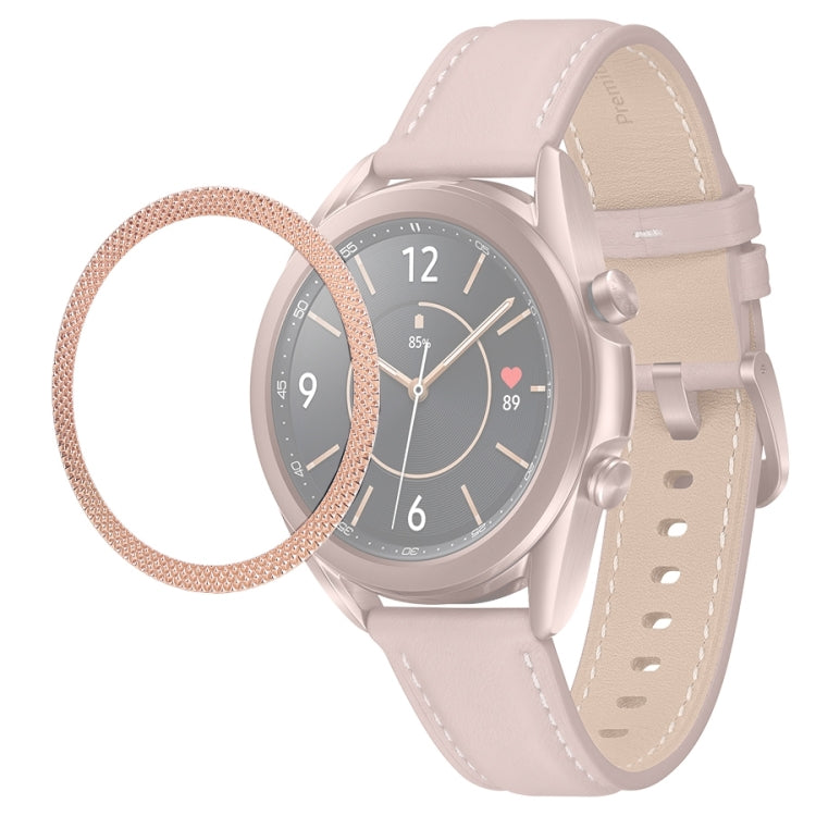 For Samsung Galaxy Watch 3 45mm Smart Watch Rhombus Texture Bezel Ring(Rose Gold) by ENKAY