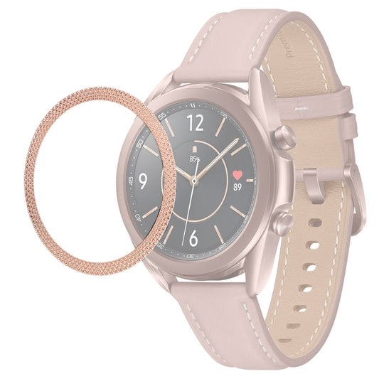 For Samsung Galaxy Watch 3 45mm Smart Watch Rhombus Texture Bezel Ring(Rose Gold) by ENKAY
