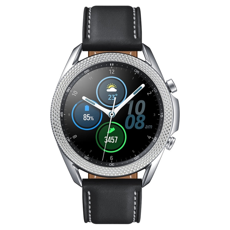 For Samsung Galaxy Watch 3 45mm Smart Watch Rhombus Texture Bezel Ring(Silver) by ENKAY