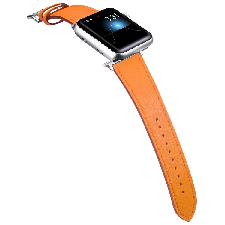 Small Waist Leather Watch Band For Apple Watch Series 9&8&7 41mm / SE 3&SE 2&6&SE&5&4 40mm / 3&2&1 38mm(Orange) by bashfashion