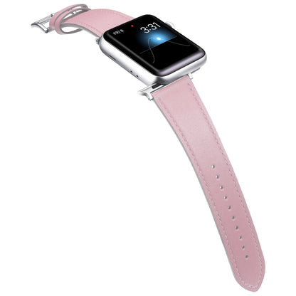 Small Waist Leather Watch Band For Apple Watch Series 9&8&7 41mm / SE 3&SE 2&6&SE&5&4 40mm / 3&2&1 38mm(Pink) by bashfashion
