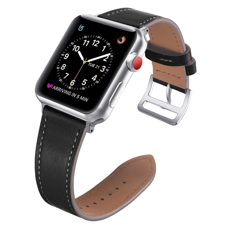 Small Waist Leather Watch Band For Apple Watch Series 9&8&7 41mm / SE 3&SE 2&6&SE&5&4 40mm / 3&2&1 38mm(Black) by bashfashion