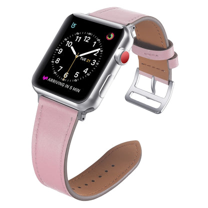 Small Waist Leather Watch Band For Apple Watch Ultra 49mm&Watch Ultra 2 49mm / Series 9&8&7 45mm / SE 3&SE 2&6&SE&5&4 44mm / 3&2&1 42mm(Pink) by bashfashion