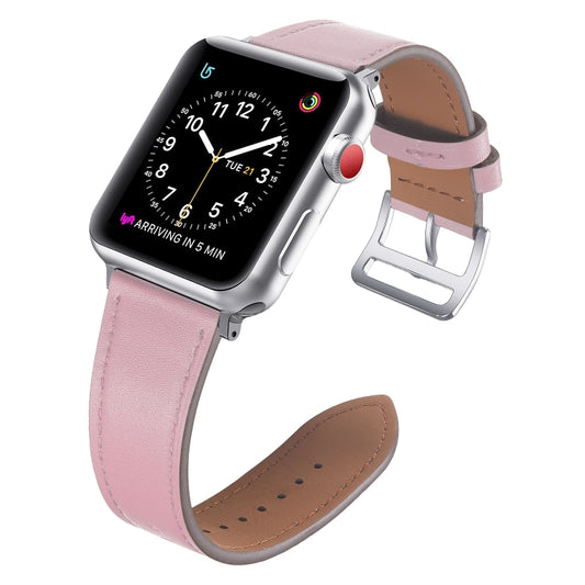 Small Waist Leather Watch Band For Apple Watch Ultra 49mm&Watch Ultra 2 49mm / Series 9&8&7 45mm / SE 3&SE 2&6&SE&5&4 44mm / 3&2&1 42mm(Pink) by bashfashion