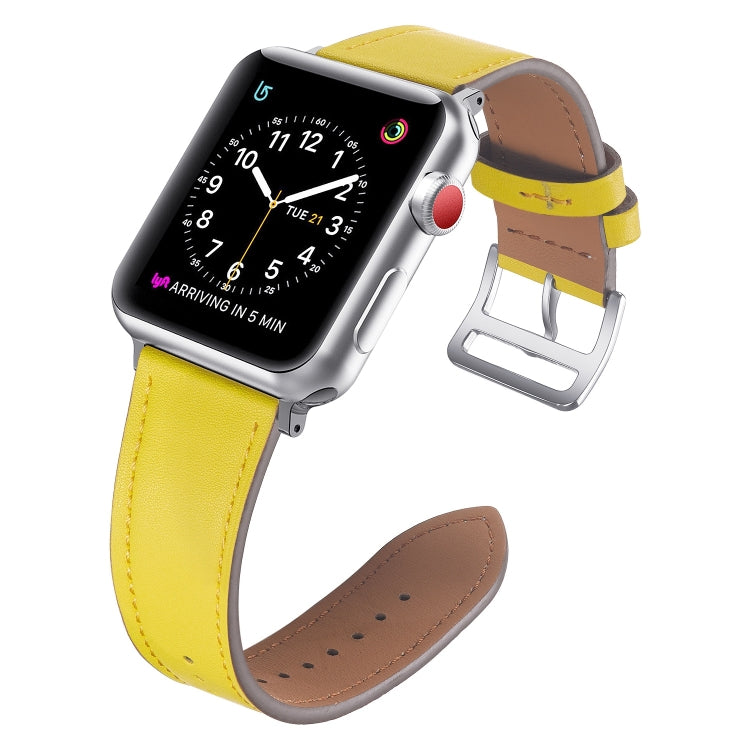 Small Waist Leather Watch Band For Apple Watch Ultra 49mm&Watch Ultra 2 49mm / Series 9&8&7 45mm / SE 3&SE 2&6&SE&5&4 44mm / 3&2&1 42mm(Yellow) by bashfashion