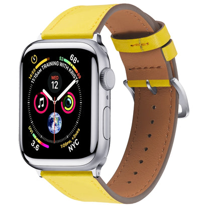 Small Waist Leather Watch Band For Apple Watch Ultra 49mm&Watch Ultra 2 49mm / Series 9&8&7 45mm / SE 3&SE 2&6&SE&5&4 44mm / 3&2&1 42mm(Yellow) by bashfashion