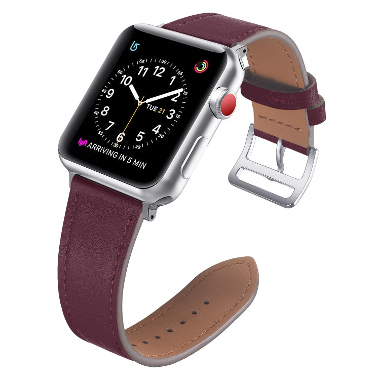 Small Waist Leather Watch Band For Apple Watch Ultra 49mm&Watch Ultra 2 49mm / Series 9&8&7 45mm / SE 3&SE 2&6&SE&5&4 44mm / 3&2&1 42mm(Wine Red) by bashfashion