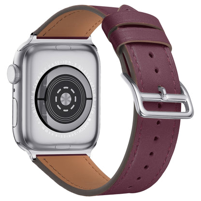 Small Waist Leather Watch Band For Apple Watch Ultra 49mm&Watch Ultra 2 49mm / Series 9&8&7 45mm / SE 3&SE 2&6&SE&5&4 44mm / 3&2&1 42mm(Wine Red) by bashfashion