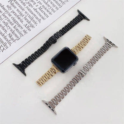 Seven-beads Steel Watch Band For Apple Watch Series 9&8&7 41mm / SE 3&SE 2&6&SE&5&4 40mm / 3&2&1 38mm(Black) by bashfashion