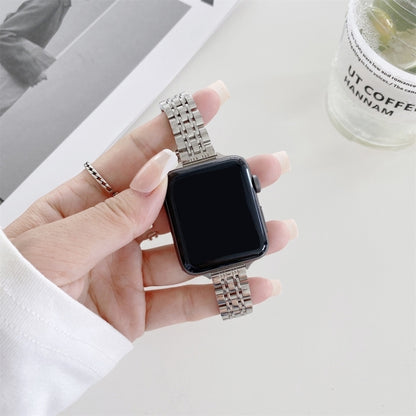 Seven-beads Steel Watch Band For Apple Watch Series 9&8&7 41mm / SE 3&SE 2&6&SE&5&4 40mm / 3&2&1 38mm (Starlight) by bashfashion