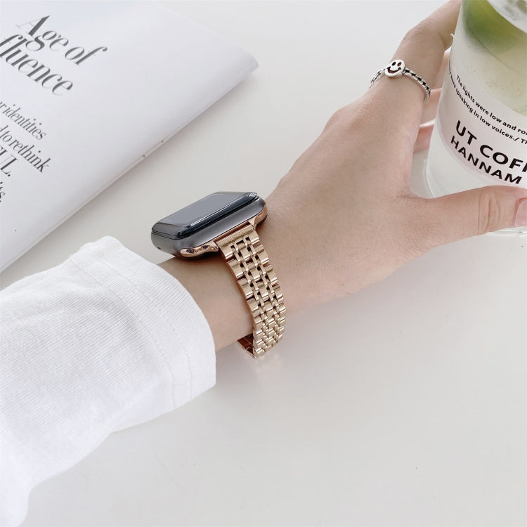 Seven-beads Steel Watch Band For Apple Watch Series 9&8&7 41mm / SE 3&SE 2&6&SE&5&4 40mm / 3&2&1 38mm(Silver) by bashfashion