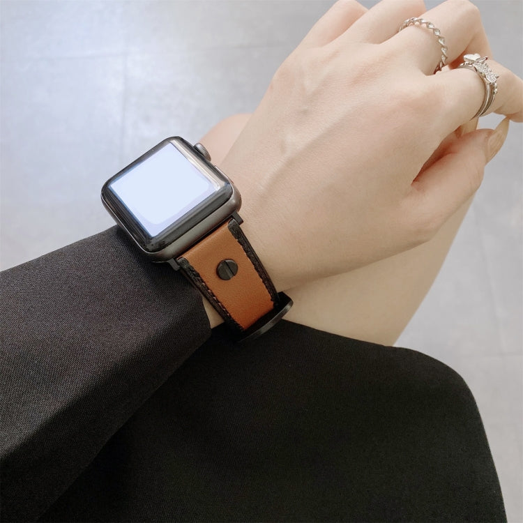 Retro Leather Watch Band For Apple Watch Series 9&8&7 41mm / SE 3&SE 2&6&SE&5&4 40mm / 3&2&1 38mm(Brown) by bashfashion
