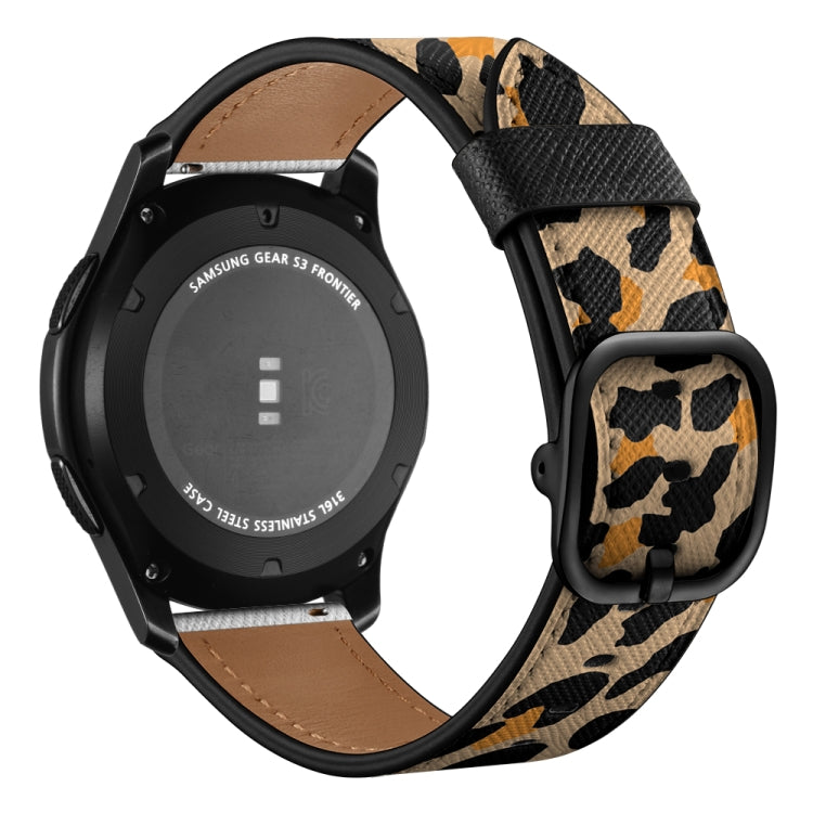 22mm For Samsung Galaxy Watch 46mm / Huawei Watch 3 / 3 Pro Universal Printed Leather Watch Band(Yellow Leopard) by bashfashion
