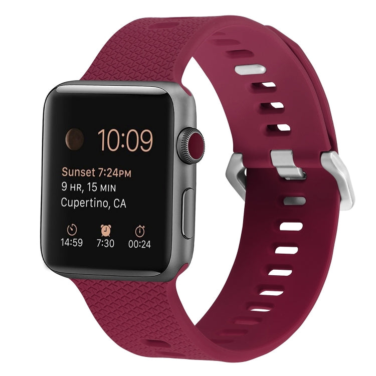 Silicone Watch Band For Apple Watch Ultra 49mm&Watch Ultra 2 49mm / Series 9&8&7 45mm / SE 3&SE 2&6&SE&5&4 44mm / 3&2&1 42mm(Rose Red) by bashfashion