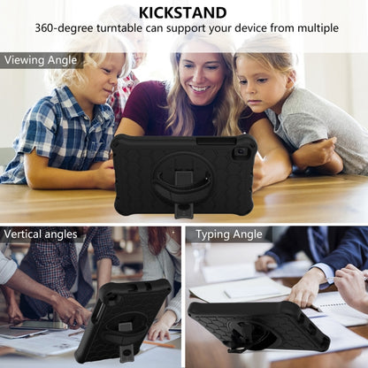 For Samsung Galaxy Tab A7 Lite 8.7 2021 T220 / T225 360 Degree Rotation Honeycomb Shockproof Silicone PC Protective Case with Holder & Shoulder Strap & Hand Strap(Black) by bashfashion