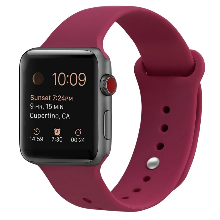 Silicone Watch Band For Apple Watch Ultra 49mm&Watch Ultra 2 49mm / Series 9&8&7 45mm / SE 3&SE 2&6&SE&5&4 44mm / 3&2&1 42mm(Rose Red) by bashfashion