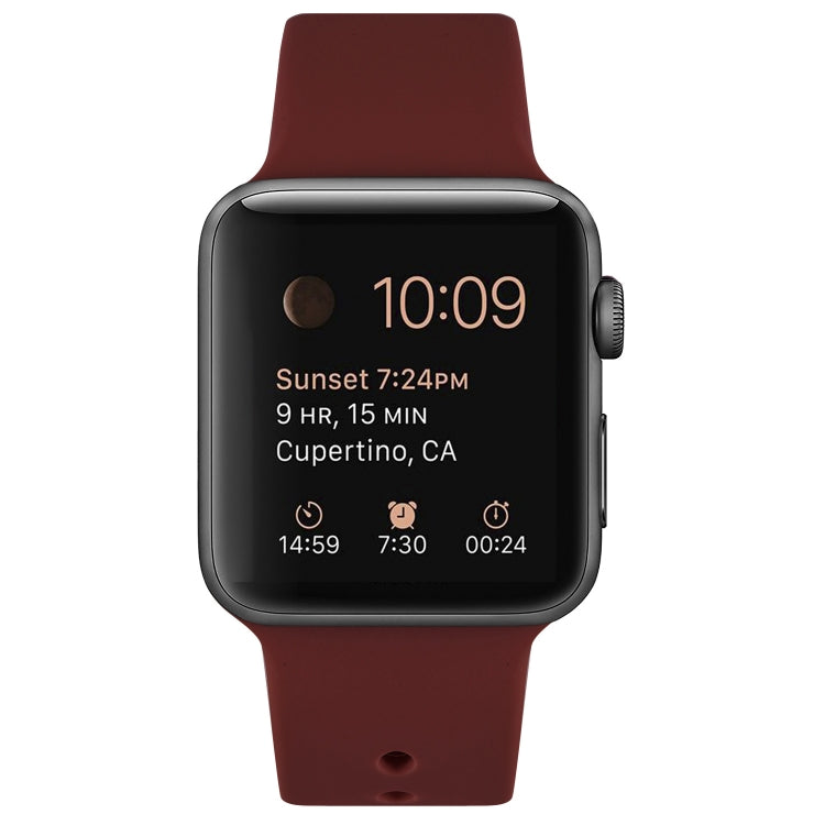 Silicone Watch Band For Apple Watch Ultra 49mm&Watch Ultra 2 49mm / Series 9&8&7 45mm / SE 3&SE 2&6&SE&5&4 44mm / 3&2&1 42mm(Pomegranate Red) by bashfashion