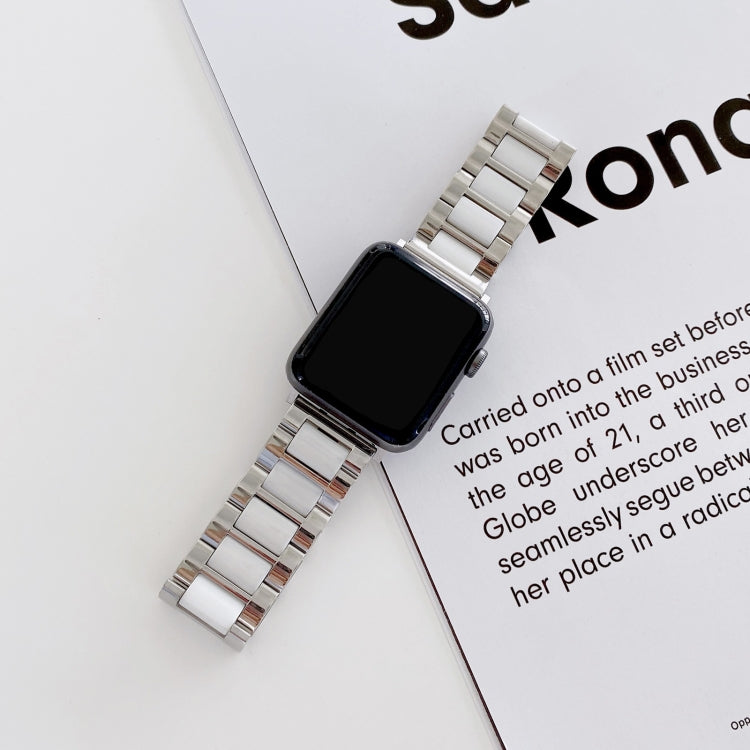 22mm Width Three Beads Ceramics Steel Watch Band For Apple Watch Series 9&8&7 41mm / SE 3&SE 2&6&SE&5&4 40mm / 3&2&1 38mm(Gold+Black) by bashfashion