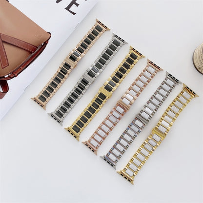 22mm Width Three Beads Ceramics Steel Watch Band For Apple Watch Ultra 49mm&Watch Ultra 2 49mm / Series 9&8&7 45mm / SE 3&SE 2&6&SE&5&4 44mm / 3&2&1 42mm(Gold+Black) by bashfashion