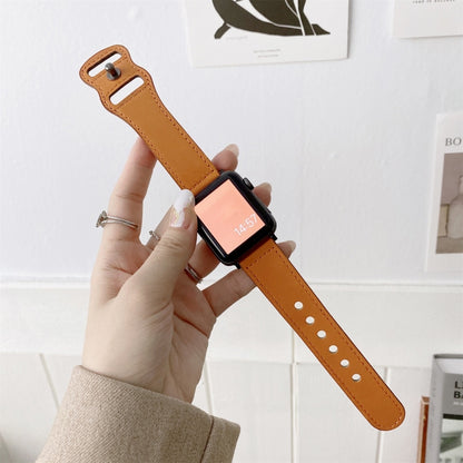 8-shape Buckle Retro Leather Watch Band For Apple Watch Series 9&8&7 41mm / SE 3&SE 2&6&SE&5&4 40mm / 3&2&1 38mm(Yellow) by bashfashion