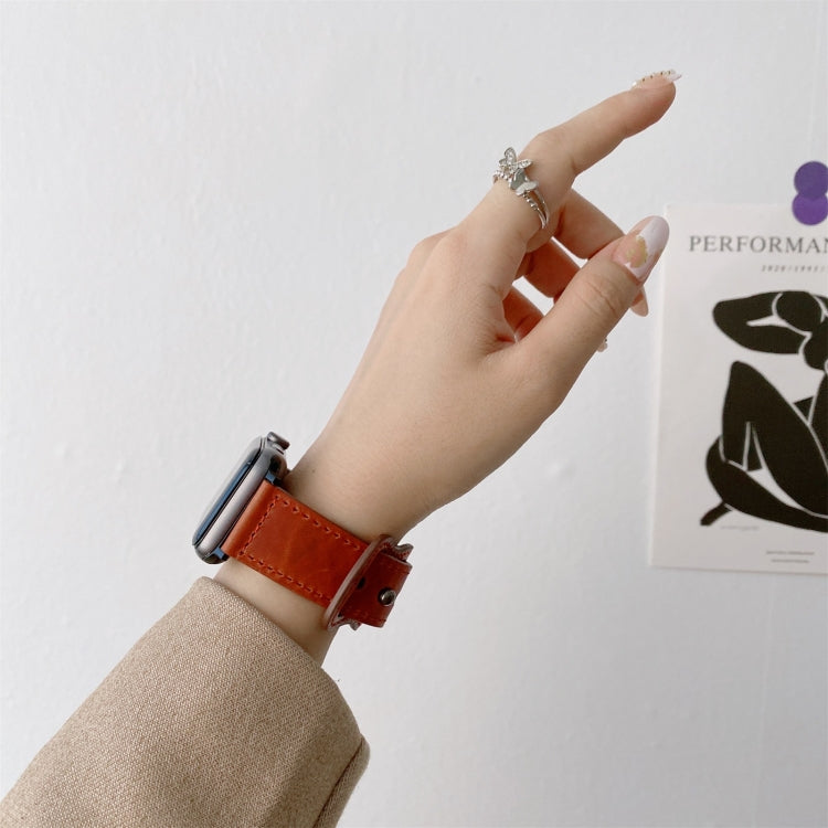 8-shape Buckle Retro Leather Watch Band For Apple Watch Series 9&8&7 41mm / SE 3&SE 2&6&SE&5&4 40mm / 3&2&1 38mm(Blue) by bashfashion