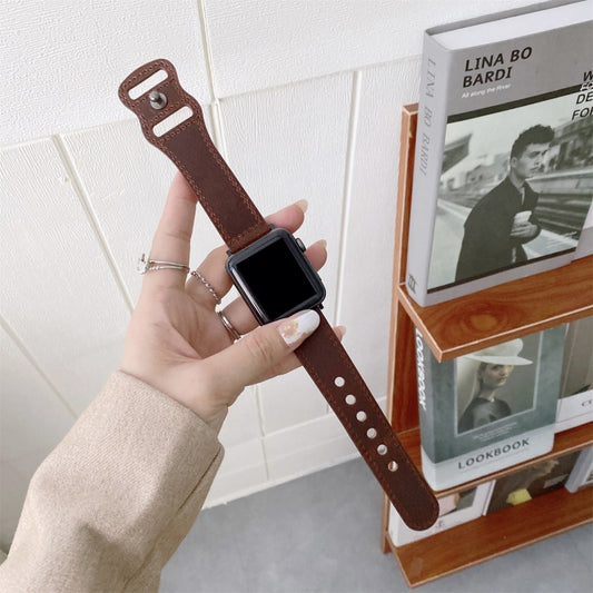 8-shape Buckle Retro Leather Watch Band For Apple Watch Ultra 49mm&Watch Ultra 2 49mm / Series 9&8&7 45mm / SE 3&SE 2&6&SE&5&4 44mm / 3&2&1 42mm(Dark Brown) by bashfashion