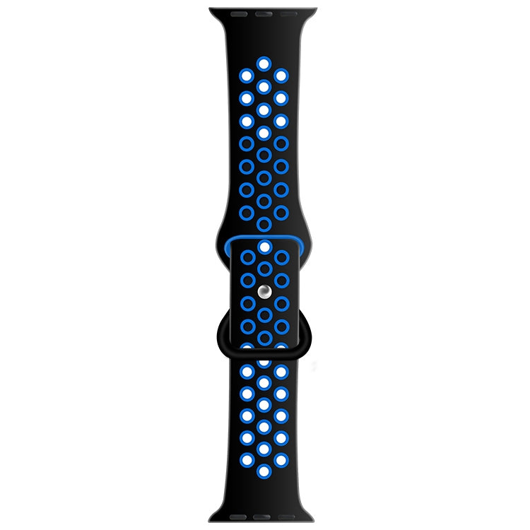 Butterfly Buckle Dual-tone Liquid Silicone Watch Band For Apple Watch Series 9&8&7 41mm / SE 3&SE 2&6&SE&5&4 40mm / 3&2&1 38mm(Black+Sky Blue) by bashfashion