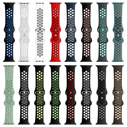 Butterfly Buckle Dual-tone Liquid Silicone Watch Band For Apple Watch Ultra 49mm&Watch Ultra 2 49mm / Series 9&8&7 45mm / SE 3&SE 2&6&SE&5&4 44mm / 3&2&1 42mm(Cloudy Gray+Gray Green) by bashfashion