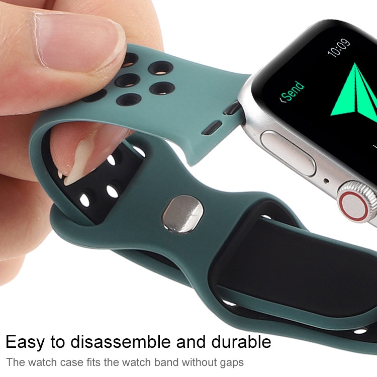 Butterfly Buckle Dual-tone Liquid Silicone Watch Band For Apple Watch Ultra 49mm&Watch Ultra 2 49mm / Series 9&8&7 45mm / SE 3&SE 2&6&SE&5&4 44mm / 3&2&1 42mm(Cloudy Gray+Gray Green) by bashfashion