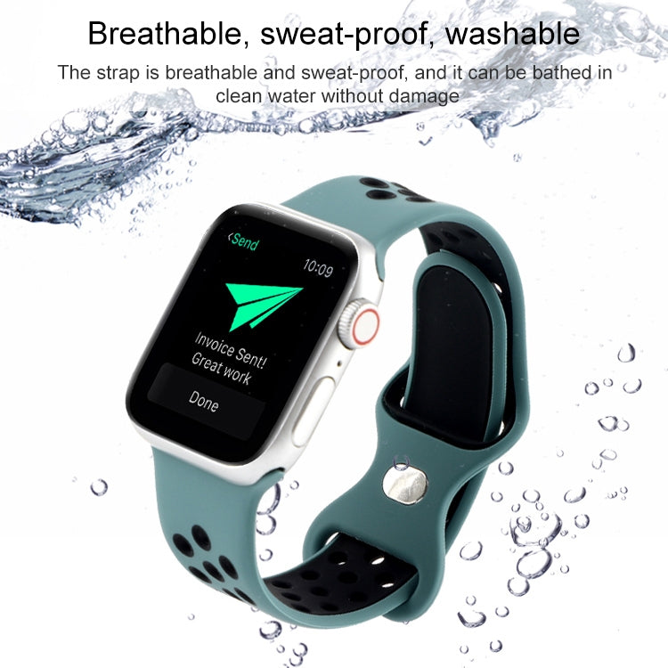 Butterfly Buckle Dual-tone Liquid Silicone Watch Band For Apple Watch Ultra 49mm&Watch Ultra 2 49mm / Series 9&8&7 45mm / SE 3&SE 2&6&SE&5&4 44mm / 3&2&1 42mm(Cloudy Gray+Gray Green) by bashfashion