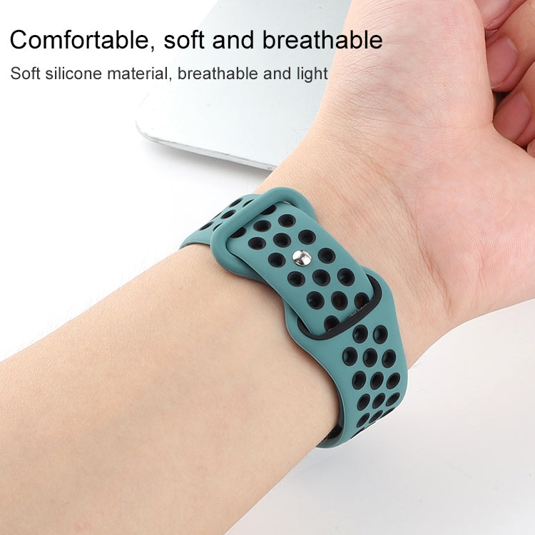 Butterfly Buckle Dual-tone Liquid Silicone Watch Band For Apple Watch Ultra 49mm&Watch Ultra 2 49mm / Series 9&8&7 45mm / SE 3&SE 2&6&SE&5&4 44mm / 3&2&1 42mm(Cloudy Gray+Gray Green) by bashfashion