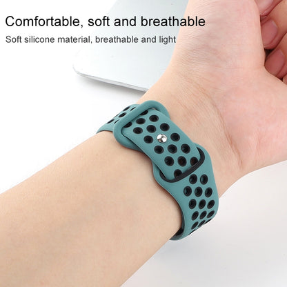 Butterfly Buckle Dual-tone Liquid Silicone Watch Band For Apple Watch Ultra 49mm&Watch Ultra 2 49mm / Series 9&8&7 45mm / SE 3&SE 2&6&SE&5&4 44mm / 3&2&1 42mm(Cloudy Gray+Gray Green) by bashfashion