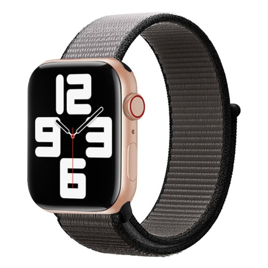 For Apple Watch Series 7 41mm / 6 & SE & 5 & 4 40mm / 3 & 2 & 1 38mm Color Matching Nylon Watch Band(Black + Grey) by bashfashion