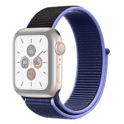 For Apple Watch Ultra 49mm&Watch Ultra 2 49mm / Series 9&8&7 45mm / SE 3&SE 2&6&SE&5&4 44mm / 3&2&1 42mm Color Matching Nylon Watch Band(Black + Blue) by bashfashion