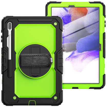 For Samsung Galaxy Tab S7 FE 12.4 inch 2021 SM-T730 / SM-T736B Shockproof Colorful Silicone + PC Protective Case with Holder & Shoulder Strap & Hand Strap & Pen Slot(Lime PC+Black) by bashfashion