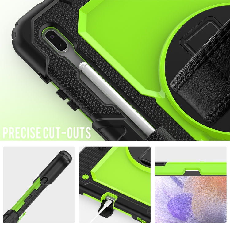 For Samsung Galaxy Tab S7 FE 12.4 inch 2021 SM-T730 / SM-T736B Shockproof Colorful Silicone + PC Protective Case with Holder & Shoulder Strap & Hand Strap & Pen Slot(Lime PC+Black) by bashfashion