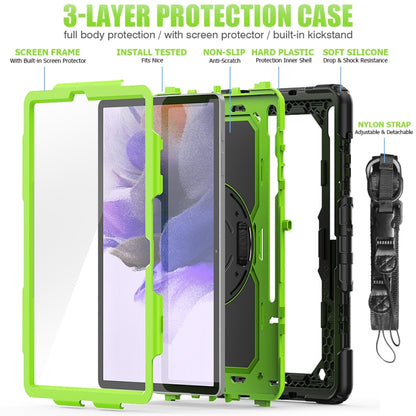 For Samsung Galaxy Tab S7 FE 12.4 inch 2021 SM-T730 / SM-T736B Shockproof Colorful Silicone + PC Protective Case with Holder & Shoulder Strap & Hand Strap & Pen Slot(Lime PC+Black) by bashfashion