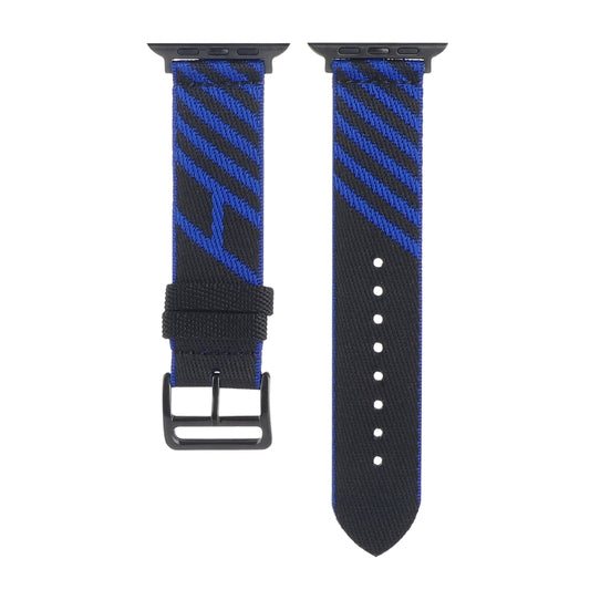 Nylon Single Loop Watch Band For Apple Watch Series 9&8&7 41mm / SE 3&SE 2&6&SE&5&4 40mm / 3&2&1 38mm(Blue+Black) by bashfashion