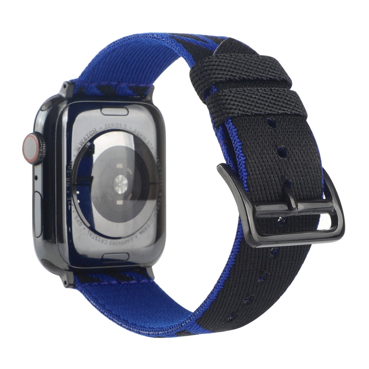 Nylon Single Loop Watch Band For Apple Watch Series 9&8&7 41mm / SE 3&SE 2&6&SE&5&4 40mm / 3&2&1 38mm(Blue+Black) by bashfashion